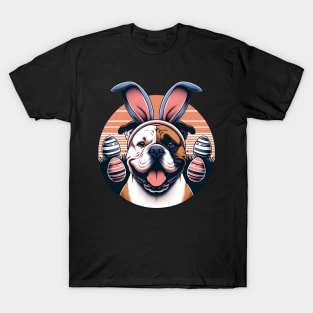 American Bulldog with Bunny Ears Welcomes Easter T-Shirt